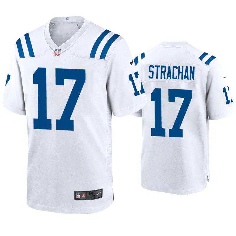 Men Indianapolis Colts 17 Mike Strachan Nike White Game NFL Jersey